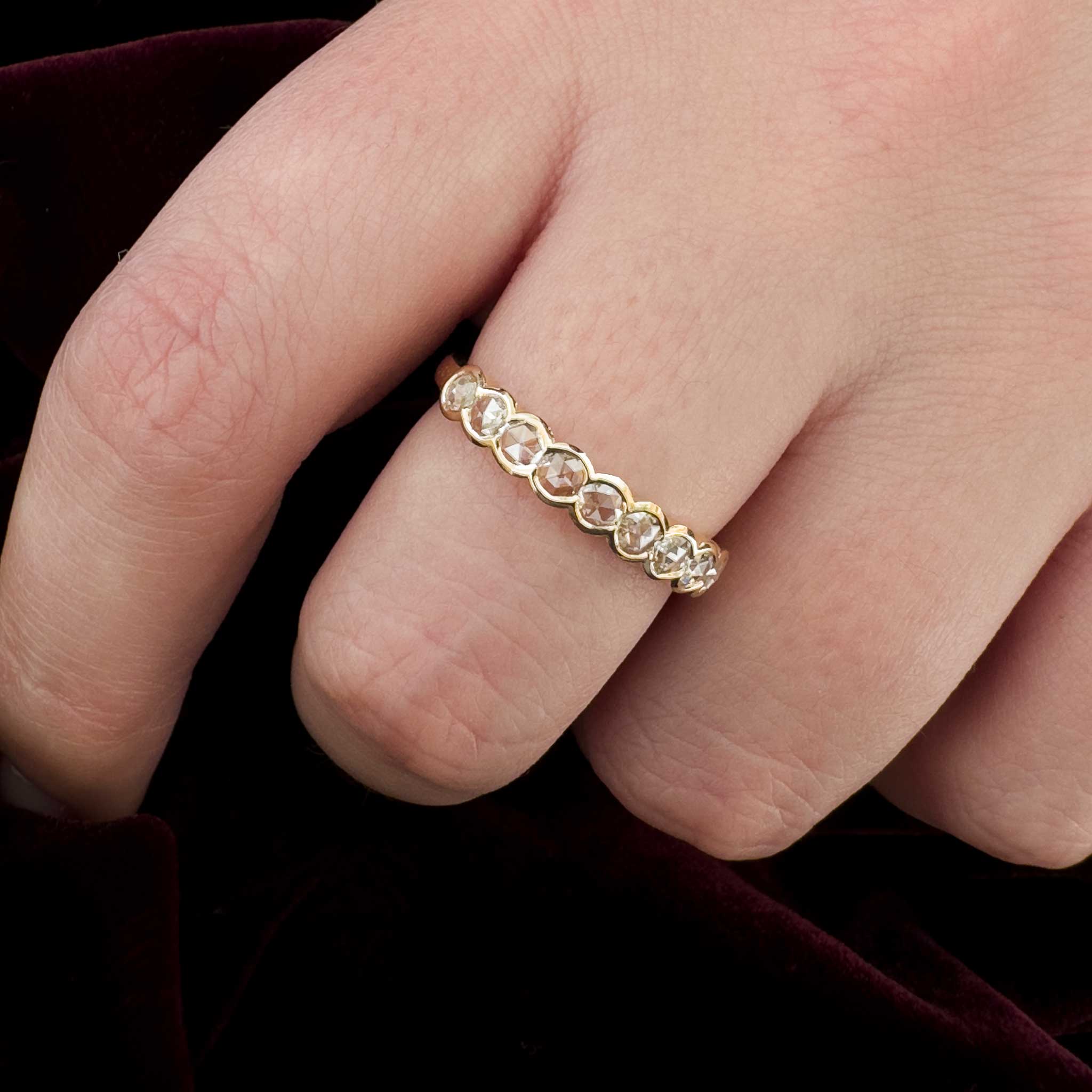 Rose-Cut Diamond Eternity Ring in 18ct Yellow Gold
